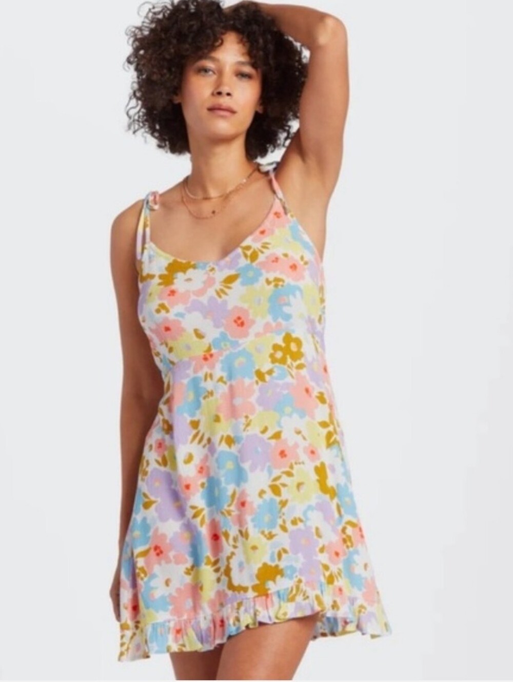 🔥🔥CLEARANCE ITEM🔥Billabong Pastel Floral Tie-Shoulder Mini Dress. NWOT Medium
